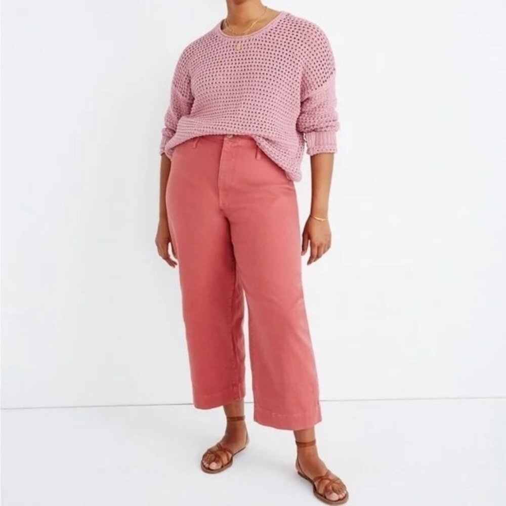 Madewell curvy Slim Emmett Wide-Leg Crop Pants pink salmon 24